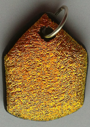 A larger photo of the Textured Orange Krinkle Shield Shaped Necklace