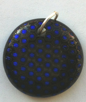 A larger photo of the Textured Purplish Blue Polka Dot Patterned Round Shaped Necklace