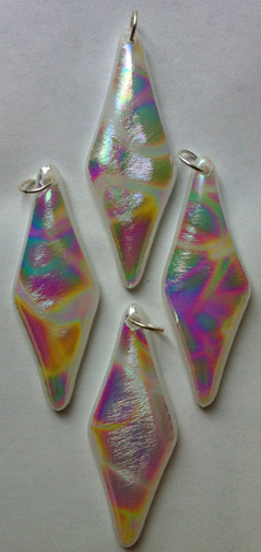 A larger photo of the Textured Streamers on White Long Diamond Shaped Necklace