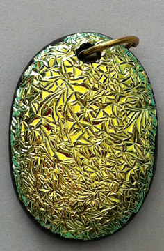 A larger photo of the Textured Yellow Krinkle Oval Shaped Necklace
