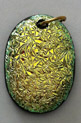 Click for a larger photo of the Textured Yellow Krinkle Glass Oval Shaped Necklace