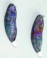 Click for a larger photo of the Silver Krinkle Dichroic Glass Feather Necklace