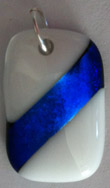 Click for a larger photo of the White Glass with Blue Dichroic Accent Pendant
